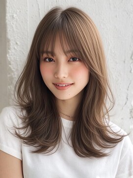 ロティー(loty) レイヤー 顔周り 前髪 ブリーチなしカラー ベージュ 透明感