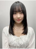 小顔 前髪 レイヤーカット ダークブルー ワンホンヘイヤー "