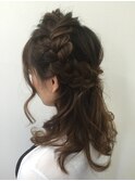 ボリューム編み込みハーフアップ