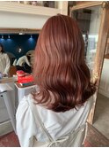 【kate 大宮】アプリコットブラウン×外ハネウェーブ