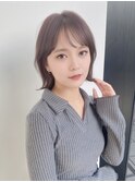 ベージュ暖色系カラー大人ボブ透明感小顔