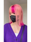 仙台ピンクデザインカラーハイトーンブリーチリタッチ
