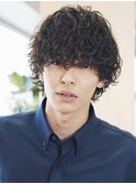 大分メンズミディアムマッシュウルフ波巻きスパイラルパーマ