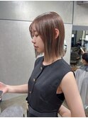 切りっぱなしボブ×ブリーチなしベージュ