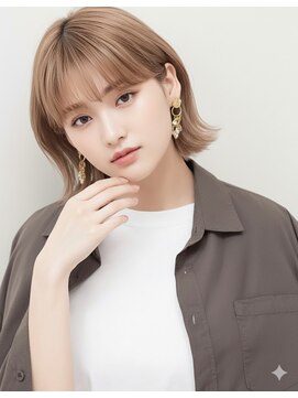 アース 栄店(HAIR&MAKE EARTH) earthショートレイヤーボブミルクティー丸みショートボブ