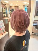 ショートカットショートボブピンクベージュブラウン