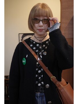 チャプター 問屋町(chapter) パツっとボブケアブリーチダブルカラーブロンドベージュ韓国ヘア