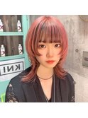 イメチェンヘアスタイルアンブレラカラーピンクベージュ