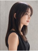 セミロング 髪質改善 縮毛矯正 シースルーバング ナチュラル