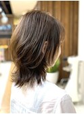 大人可愛い外ハネミディ/20代30代40代/耳かけひし形スタイル
