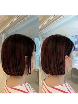 アイディール 心斎橋店(:ideal) 20代30代40代☆白髪ぼかしハイライトにピンクカラー×ミニボブ