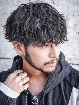 アルファ 新宿(alpha) フェザーパーマ/ブルーブラック/刈り上げセンターパート[新宿]