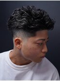 オールバックパーマ×フェード