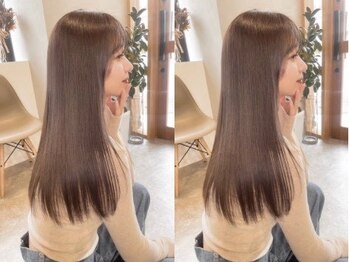 ヴィンスジオ 岐阜駅南(vince gio)の写真/【カラーと同時施術OK】ずっと触っていたくなる憧れの艶々ストレート！扱いやすく毎朝のセット時間が激減◎