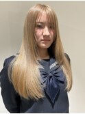 福井大和田 ミルクティーベージュ ワンブリーチ レイヤーカット