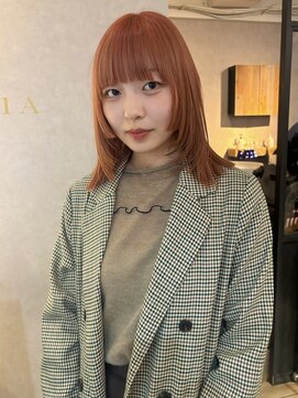 フェリア 梅田(FERIA) オレンジピンク×姫カット