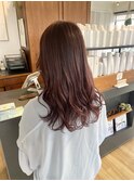 ミディアムヘア×ピンクブラウン