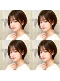 透け感バングの耳かけボブ
