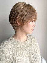 サンクマーケット 渋谷(cinq MARKET) 渋谷ブリーチカラーショートカットミルクティーベージュ韓国ヘア