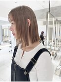 ミルクティーベージュ・１ブリーチ・ボブ・顔まわり[国分寺]