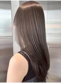 ブリーチなしカラー◆オリーブグレージュ夏カラー小顔レイヤー