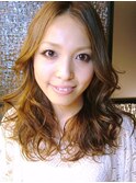 フェミニンロングのミックス巻き