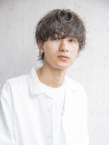 小久保styleフェザーパーマグレーブルーカラー刈り上げショート