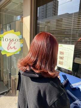 ブロッサム 東中野店 チェリーレッド暖色カラーボルドーワインレッド春カラー