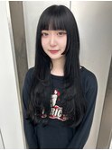 レイヤーカット/姫カット/フェミニンロング/黒髪/艶髪