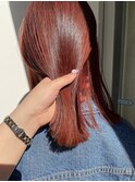 ダブルカラー暖色カラーレッドブラウン赤髪オレンジブラウン