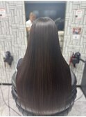 大人可愛い透明感立体感グレージュ×エアストレート