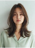 くびれコテ巻きロングレイヤーニュアンスパーマブリーチなし30代