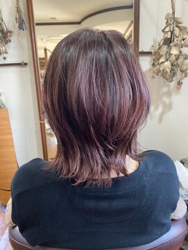 美容室 メザミー MESAMIES 小顔大人可愛い外ハネピンクベージュミディアム20代30代40代