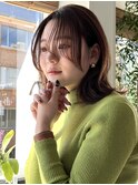 大人可愛い20代30代40代小顔くびれ外ハネミディアム×透明感暗髪