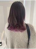 福井 インナーカラー ピンクパープル レイヤーカット