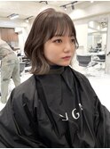 韓国ヘアグレージュカラーブリーチ無し髪質改善イヤリングカラー
