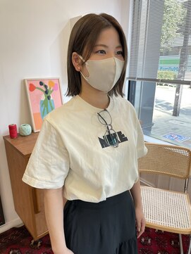 ヘアーアイスカルテット(HAIR ICI QUARTET) 大人美人外ハネボブショコラアッシュ前髪小顔カットモテ髪