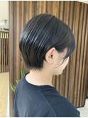 20代30代透明感暗髪アッシュブルーグレージュ丸みボブ