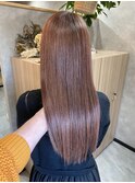 髪質改善×脱白髪染めピンクベージュ
