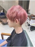 韓国マッシュツーブロックヘア/サイドパート　ピンクベージュ