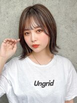 サロウィンフレンテ 新宿三丁目(SALOWIN Frente)&nbsp;石塚／インナーカラーベージュ小顔ミディアムボブ10代20代30代