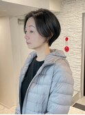 白髪ぼかし/ひし形/癖毛/大人ショートボブ/60代50代40代