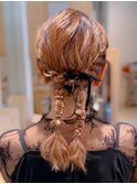 編み下ろしツイン ~結婚式お呼ばれヘアアレンジ~