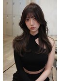 韓国風くびれレイヤーカット×グレージュ×透明感ブラウン川又