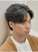 刈り上げセンターパートフェザーパーマニュアンスパーマ韓国