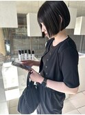 ミニマムボブ艶髪カット/ショートヘアスタイルアッシュブラウン