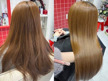 ぷてぃ(petit)の写真/朝も夜もラクになる手で乾かすだけでまとまる髪質改善×縮毛矯正柔らかく自分史上1番の美髪に［弘明寺］