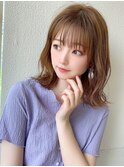 アフロートeri　ひし形ミディアムヘア　ベージュカラー