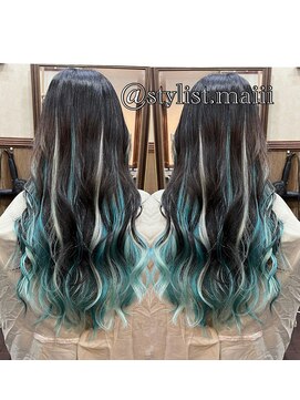 ディー エメ(D-aimer-) エメラルドグリーン×淡いグリーン×エクステで派手派手☆