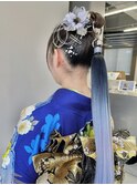 成人式卒業式ヘアアレンジ　ポニーテール　ポニーテールリング